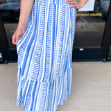 Mary Square - Blue Skylar Midi Skirt-410 Shorts/Skirts-MARY SQUARE-July & June Women's Fashion Boutique Located in San Antonio, Texas