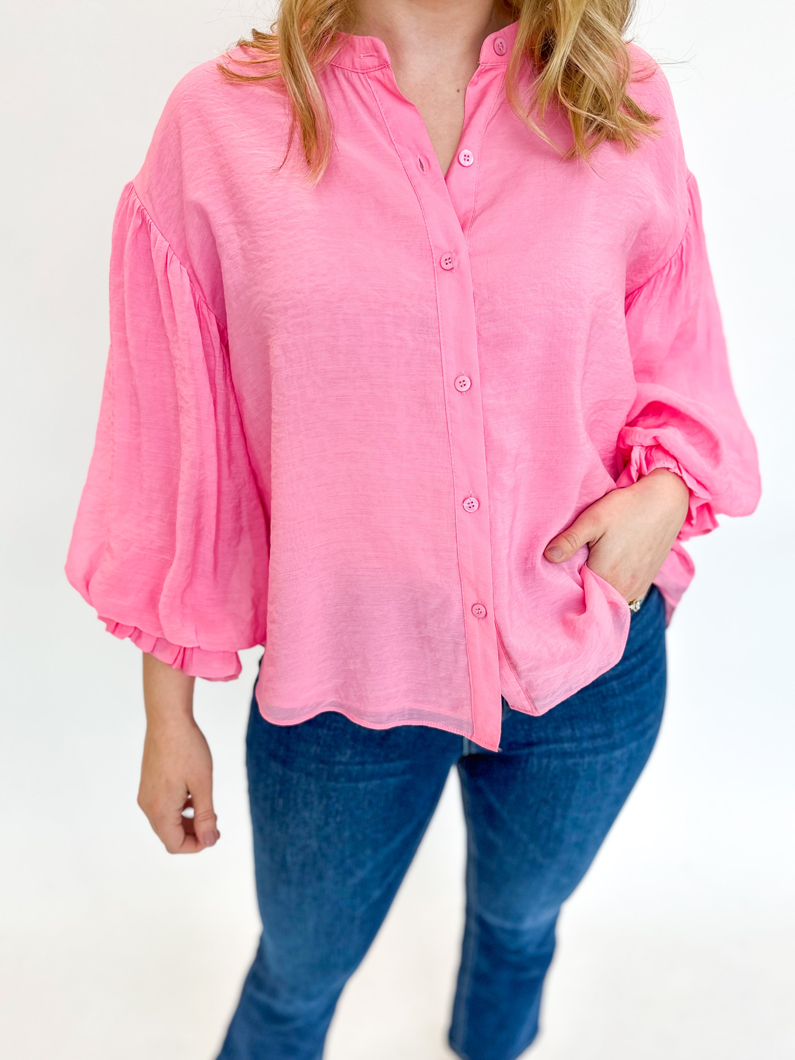 Classic Cut Blouse - Pink-200 Fashion Blouses-FATE-July & June Women's Fashion Boutique Located in San Antonio, Texas