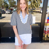 THML - Black & Baby Blue Blouse-200 Fashion Blouses-THML-July & June Women's Fashion Boutique Located in San Antonio, Texas