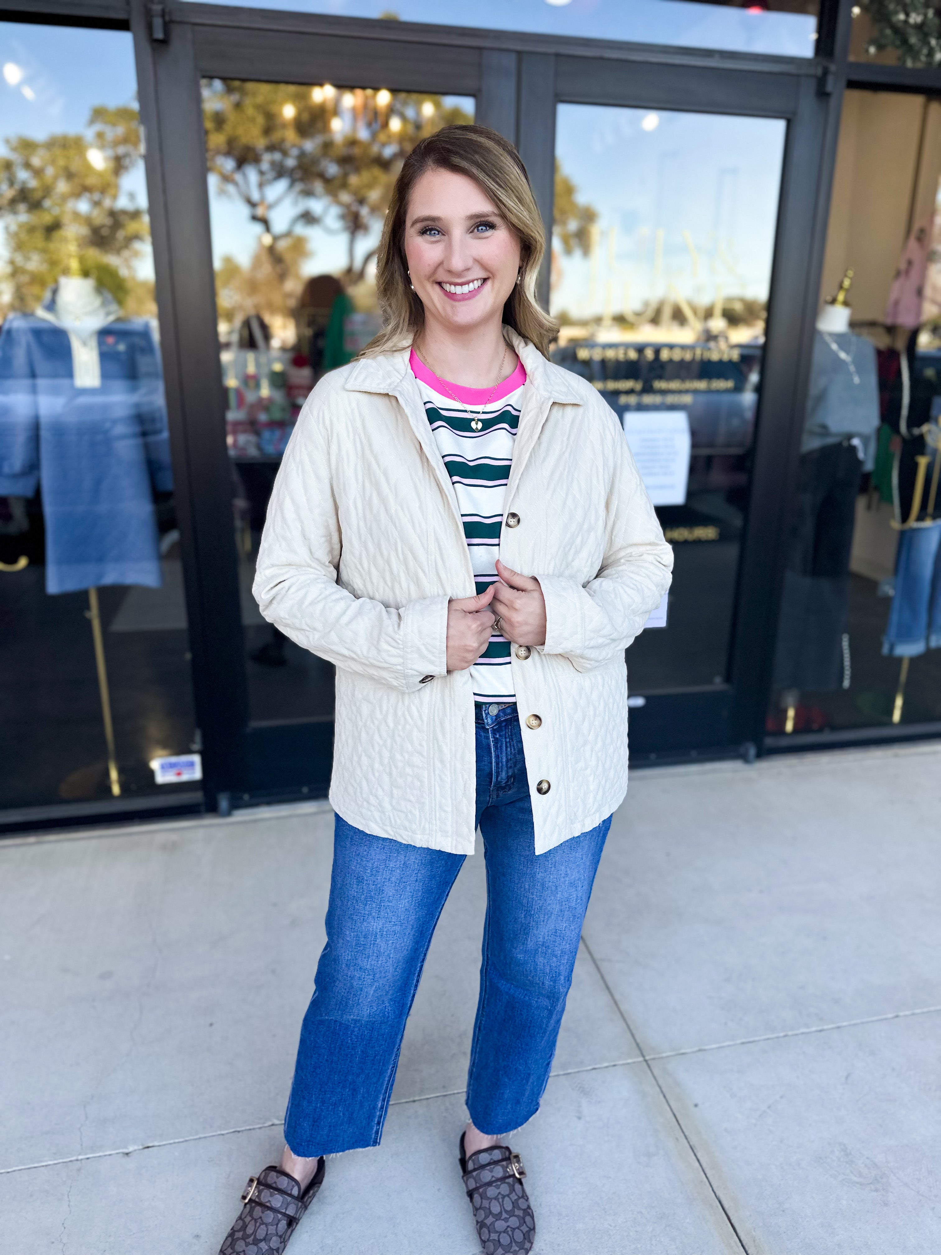 Cream Quilted Jacket-600 Outerwear-LISTICLE-July & June Women's Fashion Boutique Located in San Antonio, Texas