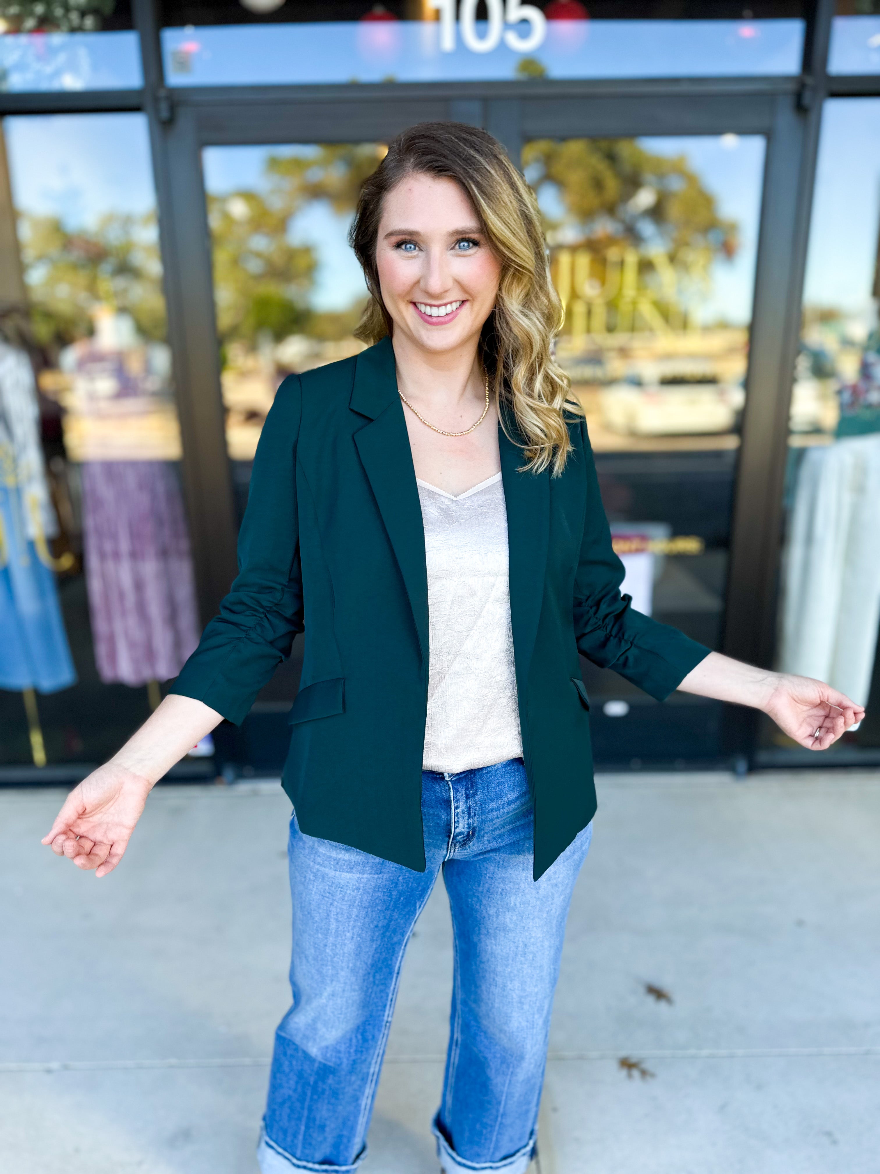 The Blair Blazer - Forrest-600 Outerwear-SKIES ARE BLUE-July & June Women's Fashion Boutique Located in San Antonio, Texas