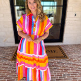 THML - Party Stripe Midi Dress-500 Midi-THML-July & June Women's Fashion Boutique Located in San Antonio, Texas