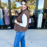 Quilted Bow Vest - Brown-600 Outerwear-BLU PEPPER-July & June Women's Fashion Boutique Located in San Antonio, Texas