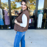 Quilted Bow Vest - Brown-600 Outerwear-BLU PEPPER-July & June Women's Fashion Boutique Located in San Antonio, Texas