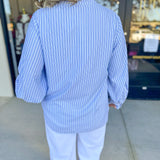 Current Air - Rhinestone Button Down Blouse - Light Blue-200 Fashion Blouses-CURRENT AIR CLOTHING-July & June Women's Fashion Boutique Located in San Antonio, Texas