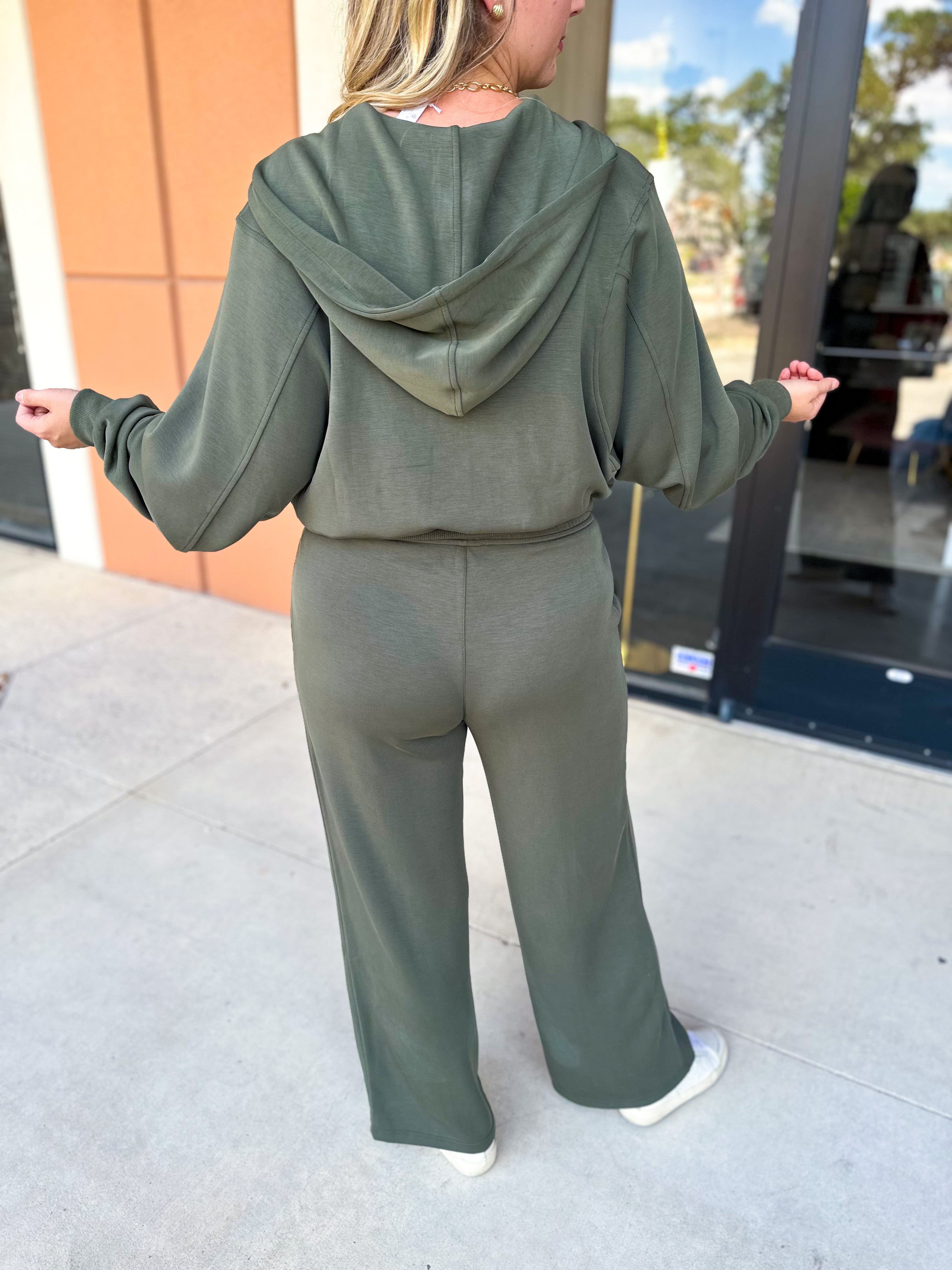 Soft Modal Lounge Pants - Dark Olive-300 Athleisure/Lounge-SKIES ARE BLUE-July & June Women's Fashion Boutique Located in San Antonio, Texas