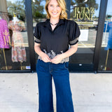 The Olivia Blouse - Black-200 Fashion Blouses-ENTRO-July & June Women's Fashion Boutique Located in San Antonio, Texas