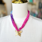 Scarf Necklace - Purple, Pink, Blue Butterfly-110 Jewelry & Hair-HART DESIGNS-July & June Women's Fashion Boutique Located in San Antonio, Texas