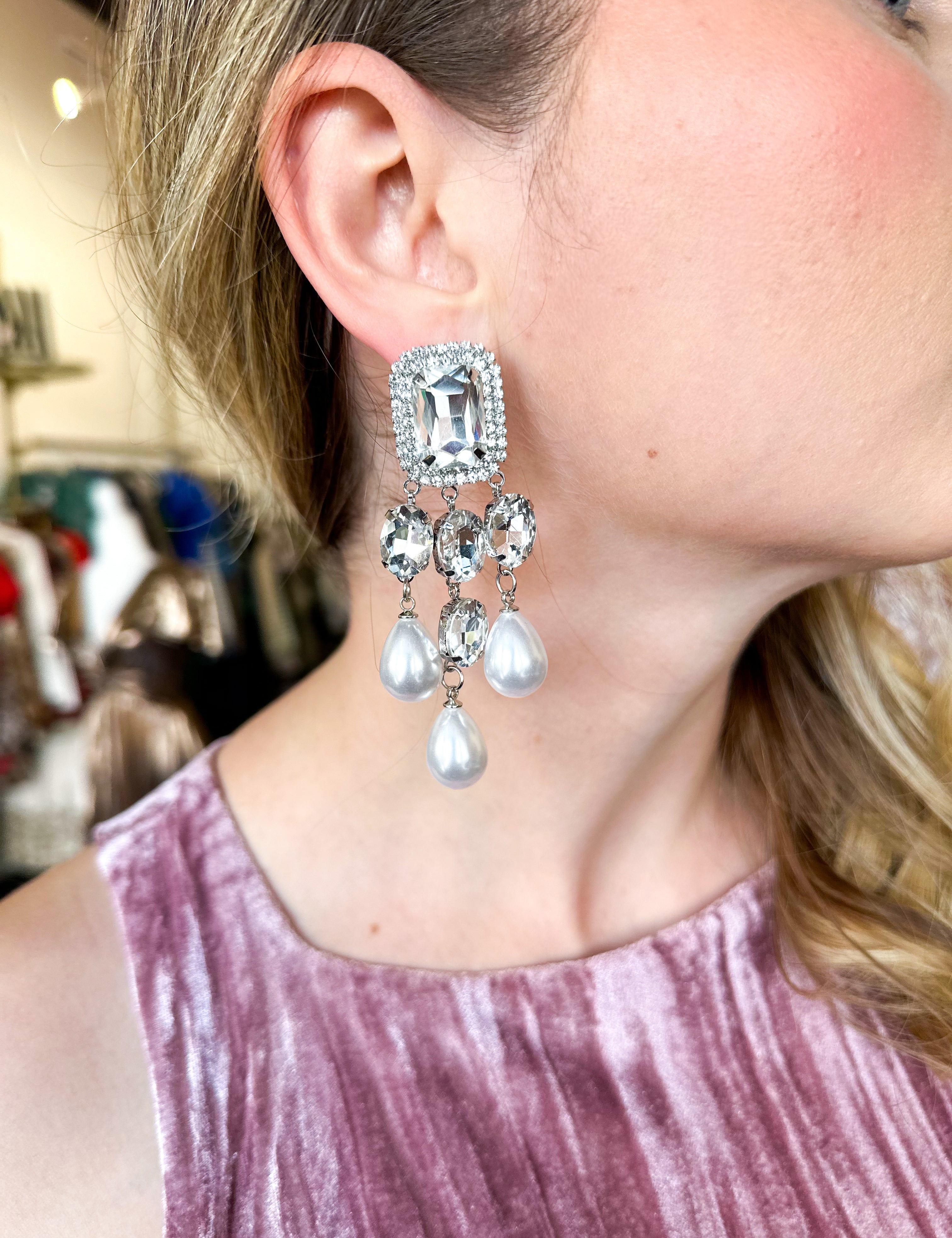 Treasure Jewels - Meant to Shine Statement Earrings - Clear-110 Jewelry & Hair-Treasure Jewels-July & June Women's Fashion Boutique Located in San Antonio, Texas