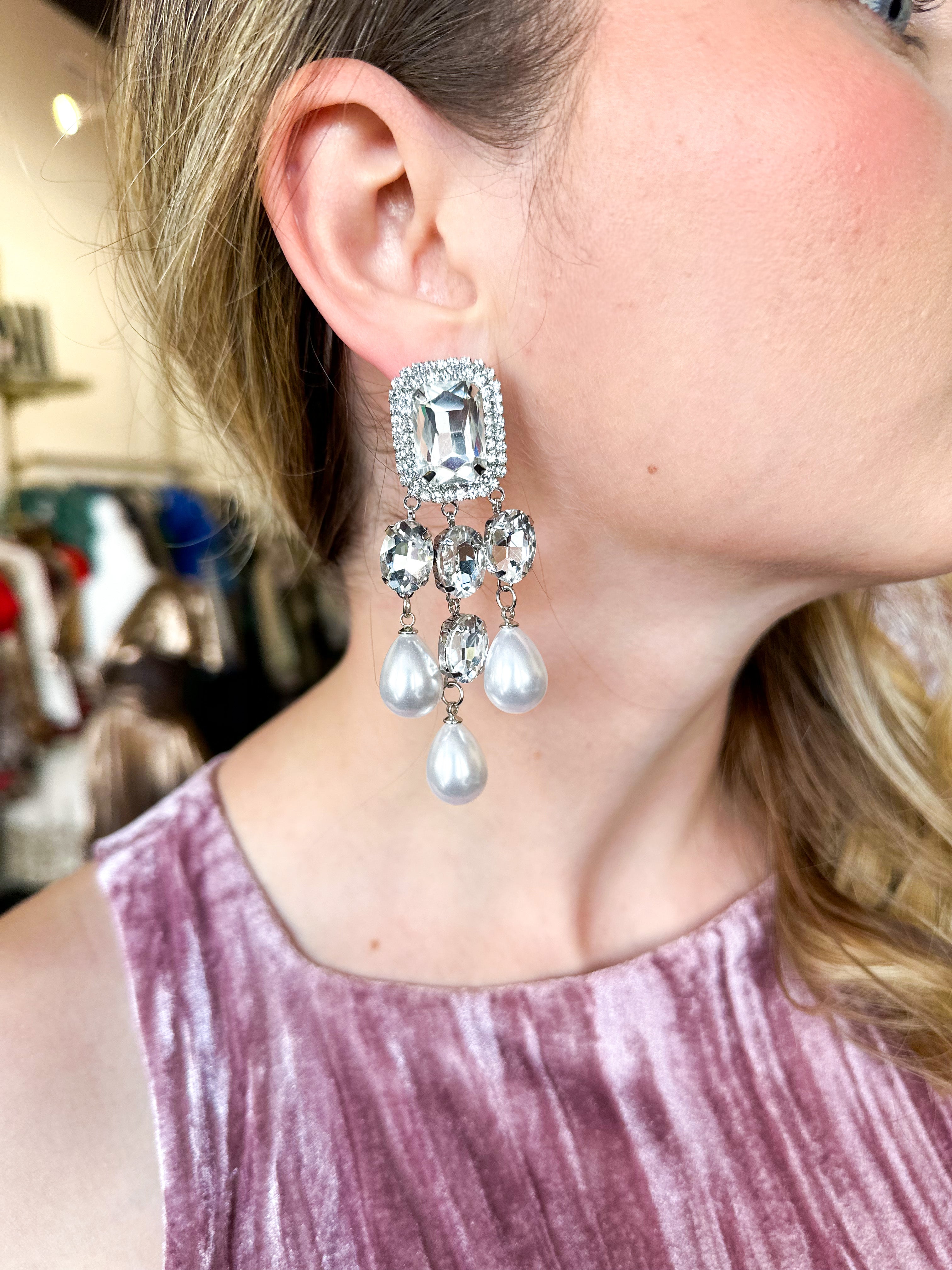 Treasure Jewels - Meant to Shine Statement Earrings - Clear-110 Jewelry & Hair-Treasure Jewels-July & June Women's Fashion Boutique Located in San Antonio, Texas