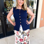 The Sophie Vest - Navy-600 Outerwear-SKIES ARE BLUE-July & June Women's Fashion Boutique Located in San Antonio, Texas