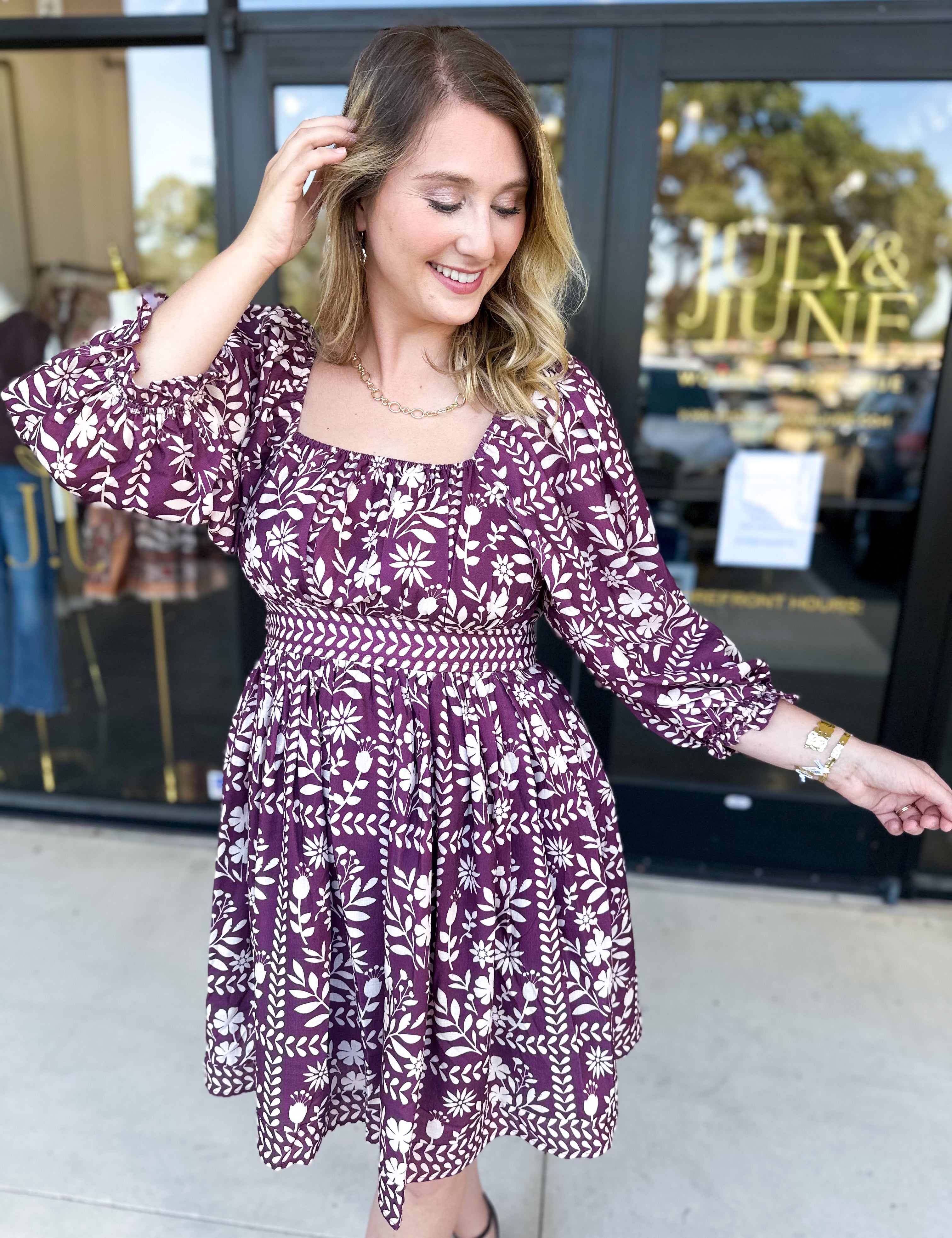The Wrenlee Mini Dress - Wine-510 Mini-POLOGRAM-July & June Women's Fashion Boutique Located in San Antonio, Texas