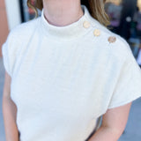 THML - Mock Neck Fuzzy Sweater Top - Cream-230 Sweaters/Cardis-THML-July & June Women's Fashion Boutique Located in San Antonio, Texas