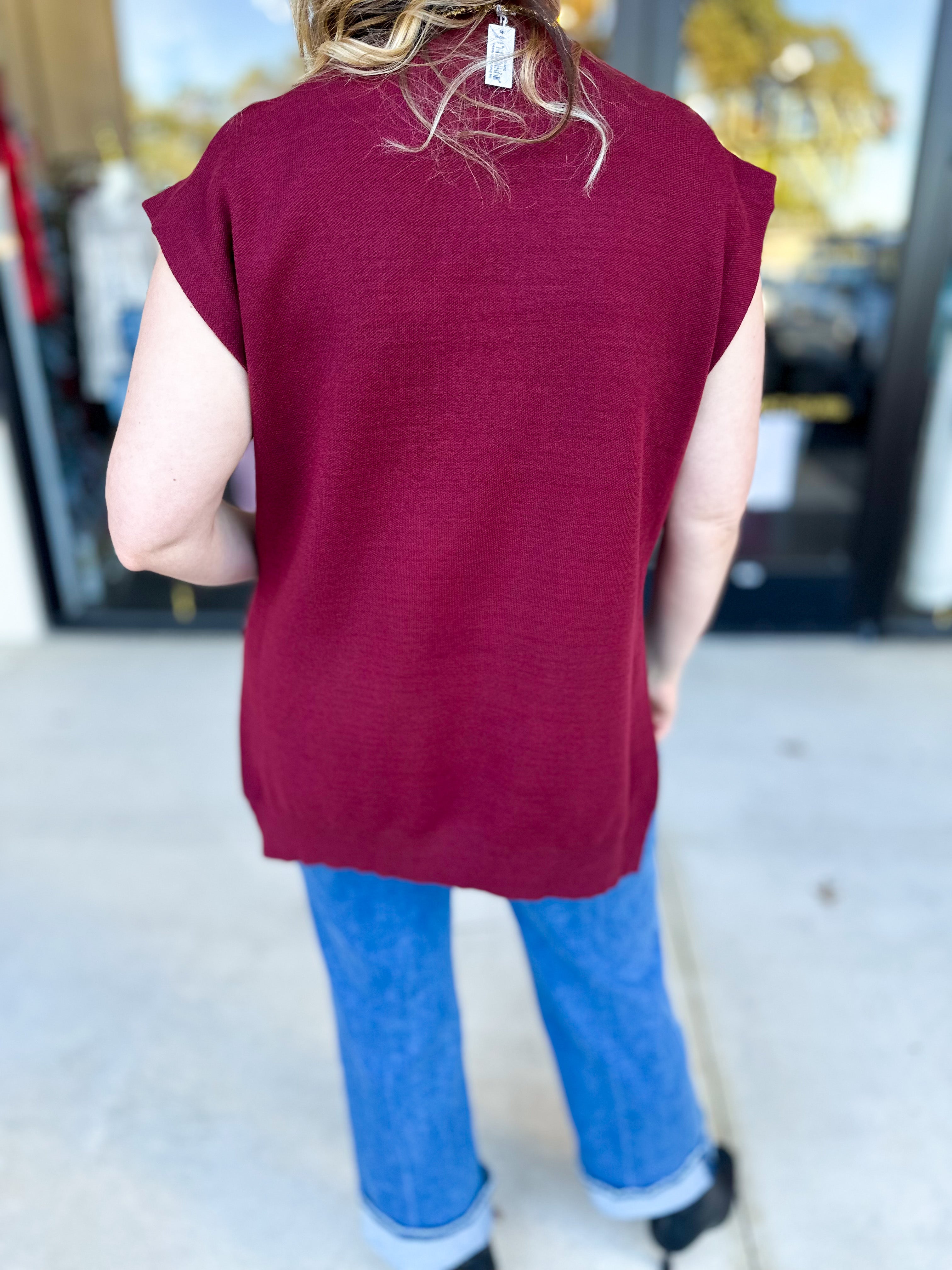 The Abigail Sweater Top - Burgundy-230 Sweaters/Cardis-ENTRO-July & June Women's Fashion Boutique Located in San Antonio, Texas