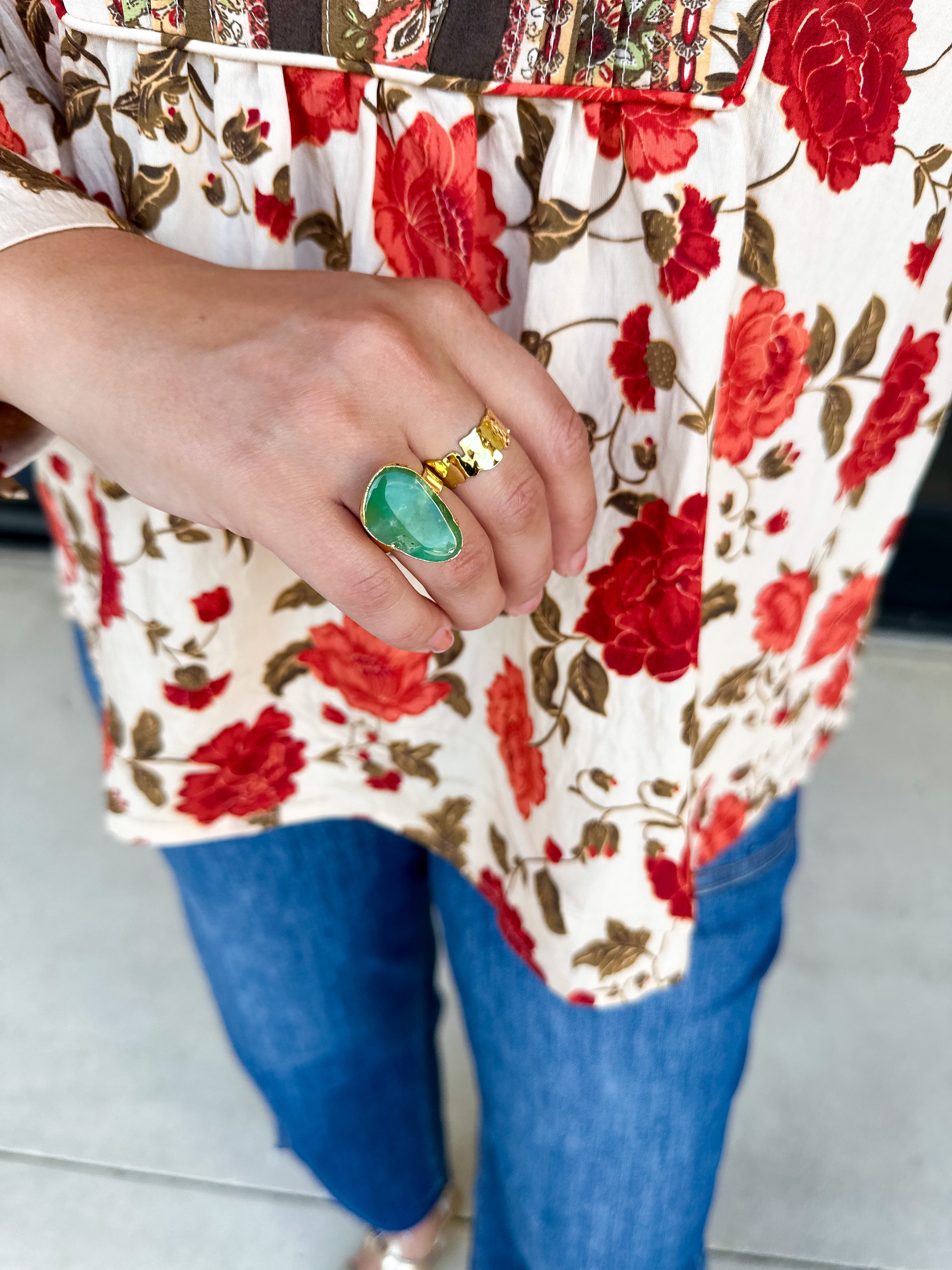 Easton Elle - Irregular Green Ring-110 Jewelry & Hair-Easton Elle-July & June Women's Fashion Boutique Located in San Antonio, Texas