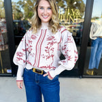 The Vintage Floral Sweater - Cream-230 Sweaters/Cardis-FATE-July & June Women's Fashion Boutique Located in San Antonio, Texas