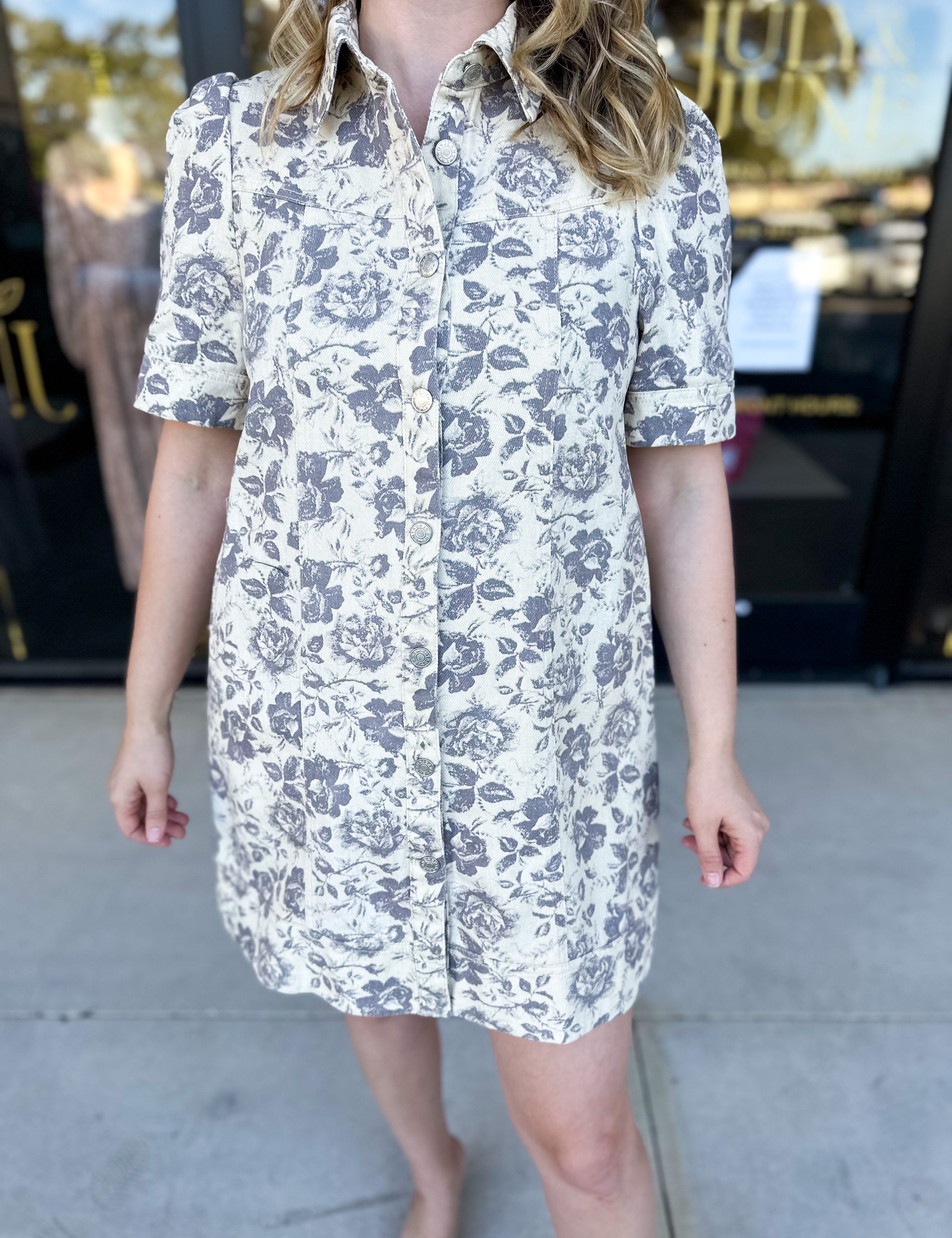 The Rosie Denim Mini Dress - Taupe-510 Mini-ENTRO-July & June Women's Fashion Boutique Located in San Antonio, Texas