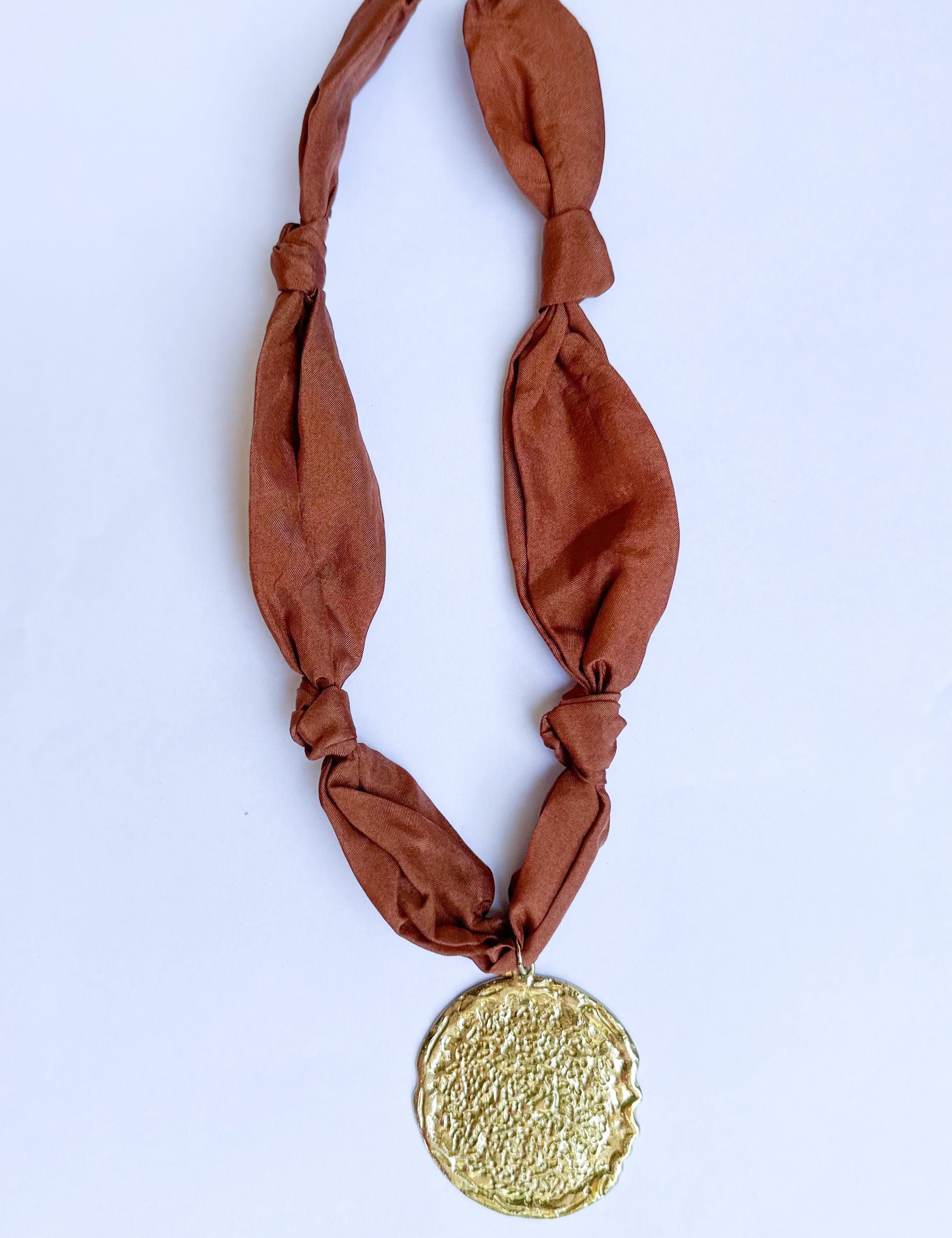 Scarf Necklace - Rust Gold Circle-110 Jewelry & Hair-HART DESIGNS-July & June Women's Fashion Boutique Located in San Antonio, Texas