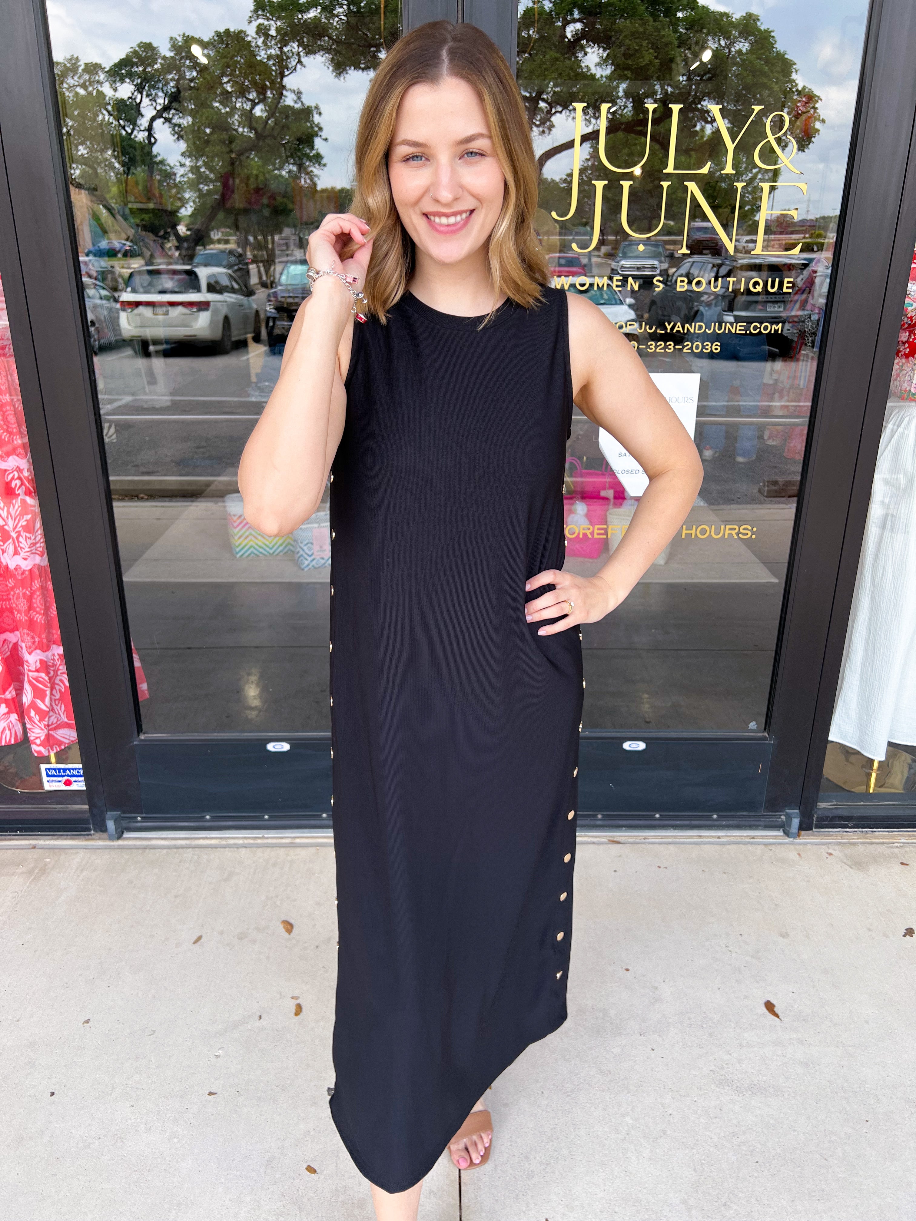 Casual Chic Midi Dress - Black-500 Midi-ENTRO-July & June Women's Fashion Boutique Located in San Antonio, Texas