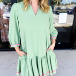 Mary Square - Naomi Basil Mini Dress-510 Mini-MARY SQUARE-July & June Women's Fashion Boutique Located in San Antonio, Texas