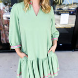 Mary Square - Naomi Basil Mini Dress-510 Mini-MARY SQUARE-July & June Women's Fashion Boutique Located in San Antonio, Texas