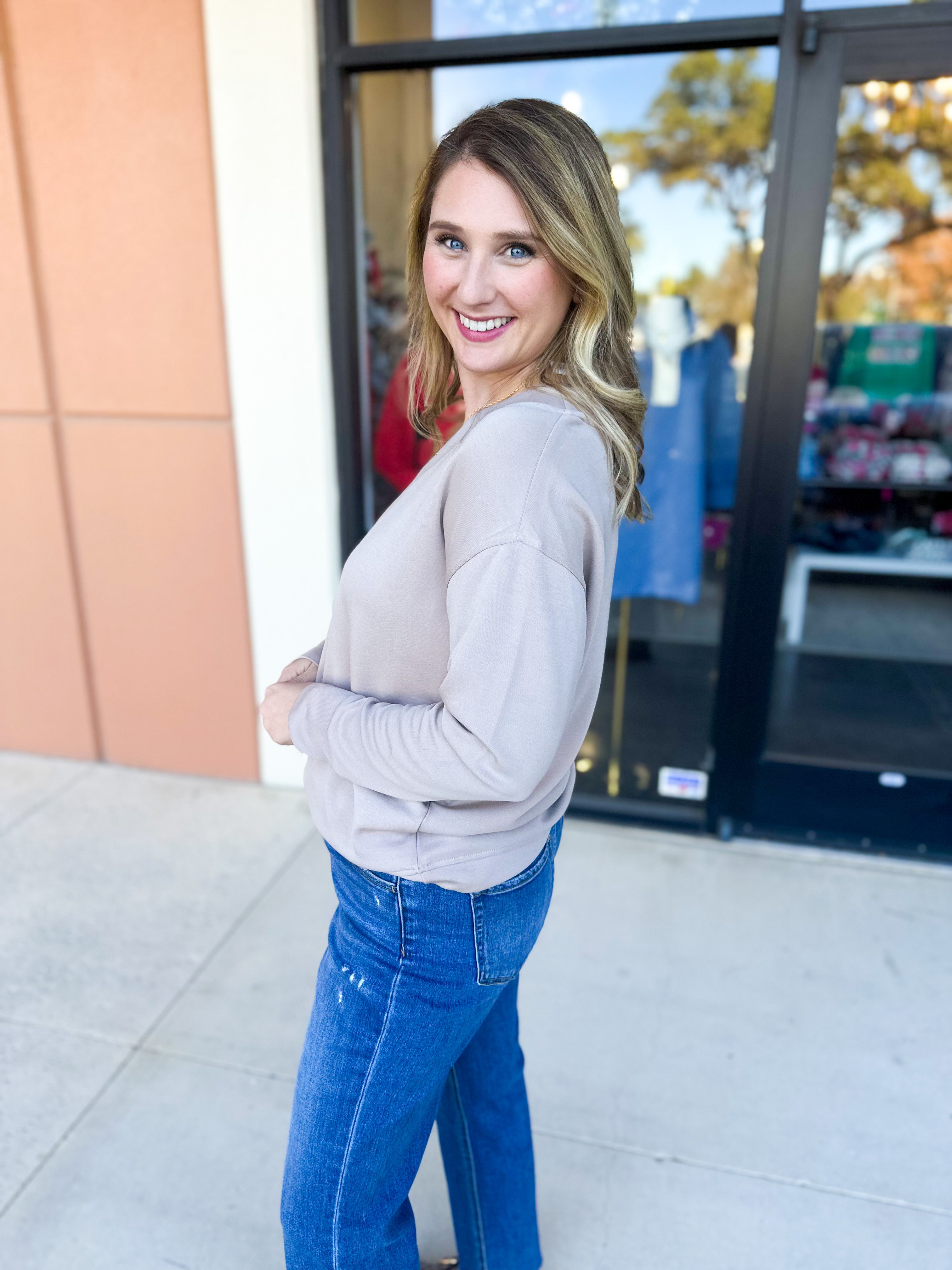 Mary Square - Hazel Long Sleeve - Sandy Mink-210 Casual Blouses-MARY SQUARE-July & June Women's Fashion Boutique Located in San Antonio, Texas