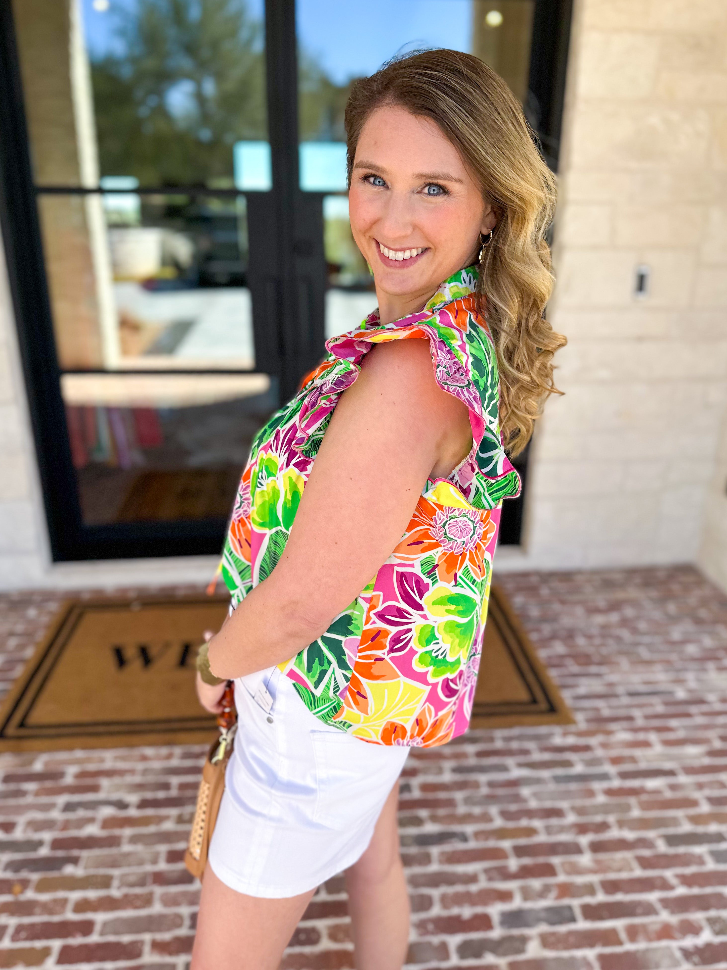 Take Me To The Tropics Blouse-200 Fashion Blouses-FATE-July & June Women's Fashion Boutique Located in San Antonio, Texas