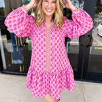Mary Square - Pink Natasha Mini Dress-510 Mini-MARY SQUARE-July & June Women's Fashion Boutique Located in San Antonio, Texas
