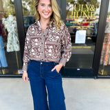 The Wrenlee Blouse - Chocolate Brown-200 Fashion Blouses-POLOGRAM-July & June Women's Fashion Boutique Located in San Antonio, Texas