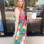 Bold Blooms Midi Dress-500 Midi-SKIES ARE BLUE-July & June Women's Fashion Boutique Located in San Antonio, Texas