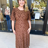 Fall Lace Midi Dress - Chocolate-500 Midi-POLOGRAM-July & June Women's Fashion Boutique Located in San Antonio, Texas