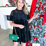 Lace Details Velvet Mini Dress - Black-510 Mini-FATE-July & June Women's Fashion Boutique Located in San Antonio, Texas