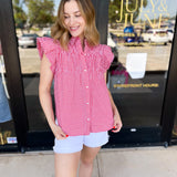 Sweet As Can Be Blouse - Red-200 Fashion Blouses-OLIVACEOUS-July & June Women's Fashion Boutique Located in San Antonio, Texas