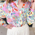 Lavender & Yellow Floral Blouse-200 Fashion Blouses-FATE-July & June Women's Fashion Boutique Located in San Antonio, Texas