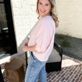Stripe Dolman Blouse - Pink-200 Fashion Blouses-ALLIE ROSE-July & June Women's Fashion Boutique Located in San Antonio, Texas