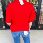 The Ella Knit Sweater Top - Red-230 Sweaters/Cardis-JODIFL-July & June Women's Fashion Boutique Located in San Antonio, Texas
