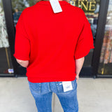 The Ella Knit Sweater Top - Red-230 Sweaters/Cardis-JODIFL-July & June Women's Fashion Boutique Located in San Antonio, Texas