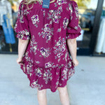 Red Plum Floral Mini Dress-510 Mini-FATE-July & June Women's Fashion Boutique Located in San Antonio, Texas