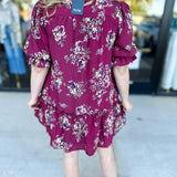 Red Plum Floral Mini Dress-510 Mini-FATE-July & June Women's Fashion Boutique Located in San Antonio, Texas