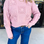 Blush Crochet Sweater-230 Sweaters/Cardis-LISTICLE-July & June Women's Fashion Boutique Located in San Antonio, Texas