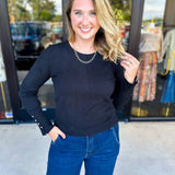 Long Sleeve Sweater Top - Black-230 Sweaters/Cardis-ENTRO-July & June Women's Fashion Boutique Located in San Antonio, Texas
