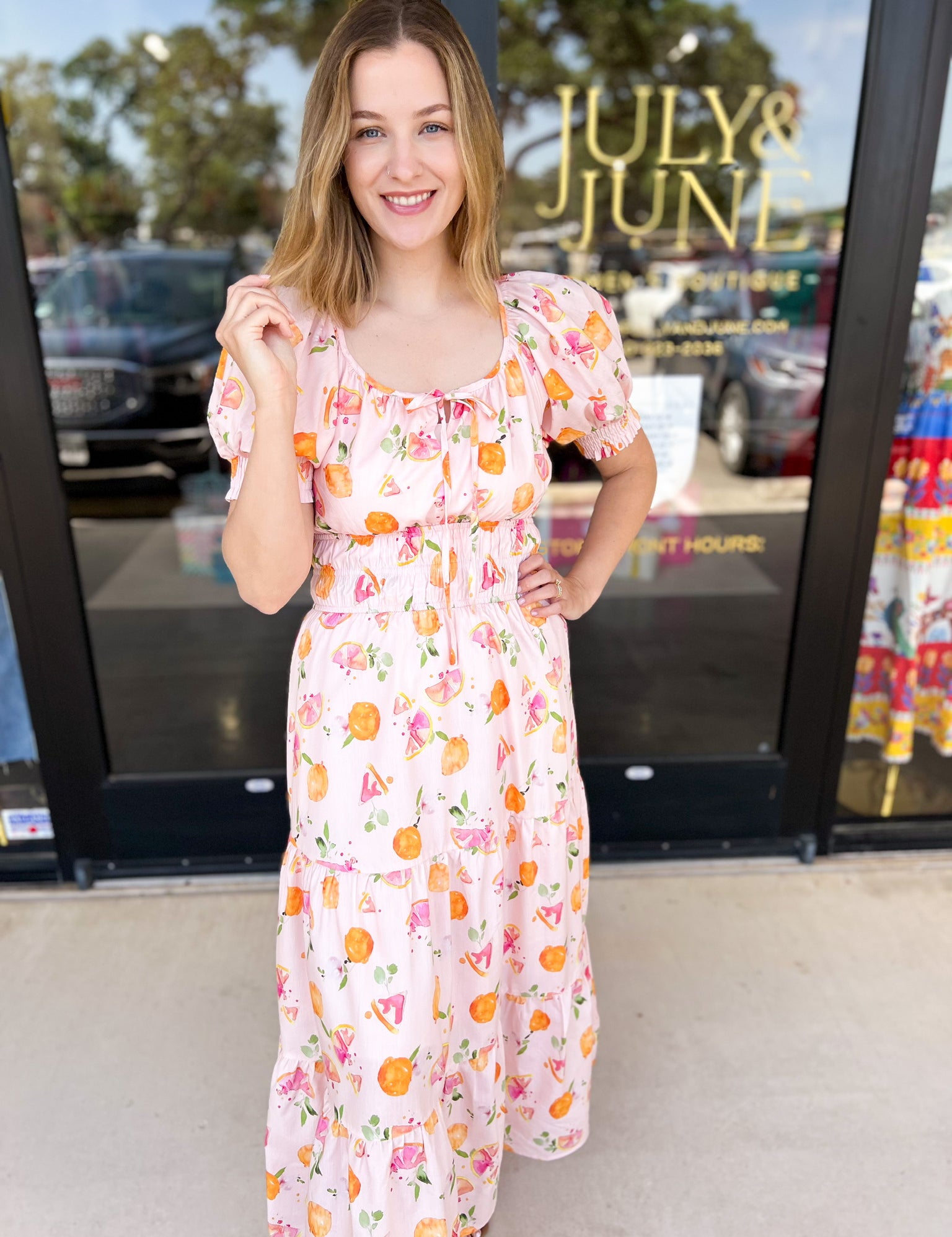 Citrus Sweet Midi Dress-500 Midi-PINCH-July & June Women's Fashion Boutique Located in San Antonio, Texas