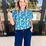 Mary Square - Lainey Reflecting Green Blouse-200 Fashion Blouses-MARY SQUARE-July & June Women's Fashion Boutique Located in San Antonio, Texas