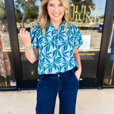 Mary Square - Lainey Reflecting Green Blouse-200 Fashion Blouses-MARY SQUARE-July & June Women's Fashion Boutique Located in San Antonio, Texas