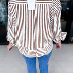 Casual Cute Button Down Blouse - Brown-200 Fashion Blouses-ENTRO-July & June Women's Fashion Boutique Located in San Antonio, Texas