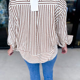Casual Cute Button Down Blouse - Brown-200 Fashion Blouses-ENTRO-July & June Women's Fashion Boutique Located in San Antonio, Texas
