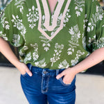 The Frankie Blouse - Olive-200 Fashion Blouses-ENTRO-July & June Women's Fashion Boutique Located in San Antonio, Texas
