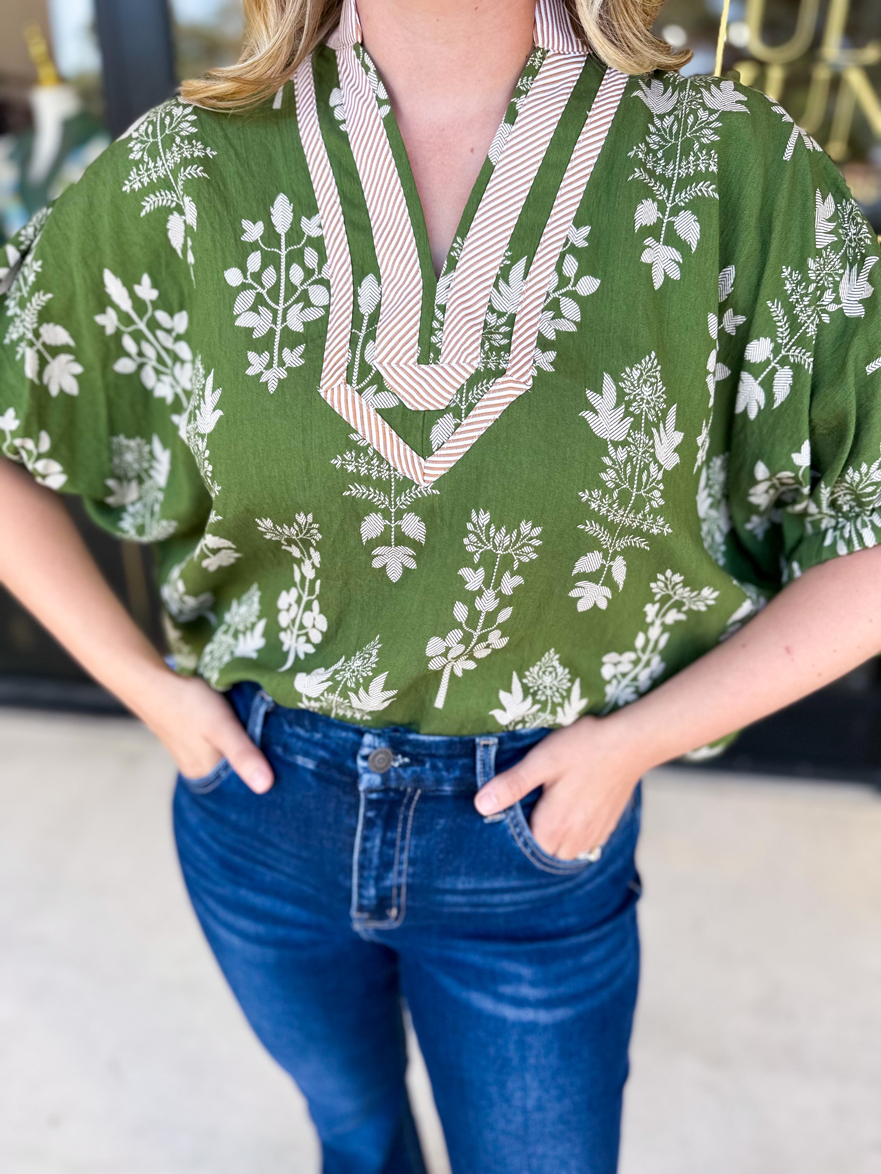 The Frankie Blouse - Olive-200 Fashion Blouses-ENTRO-July & June Women's Fashion Boutique Located in San Antonio, Texas