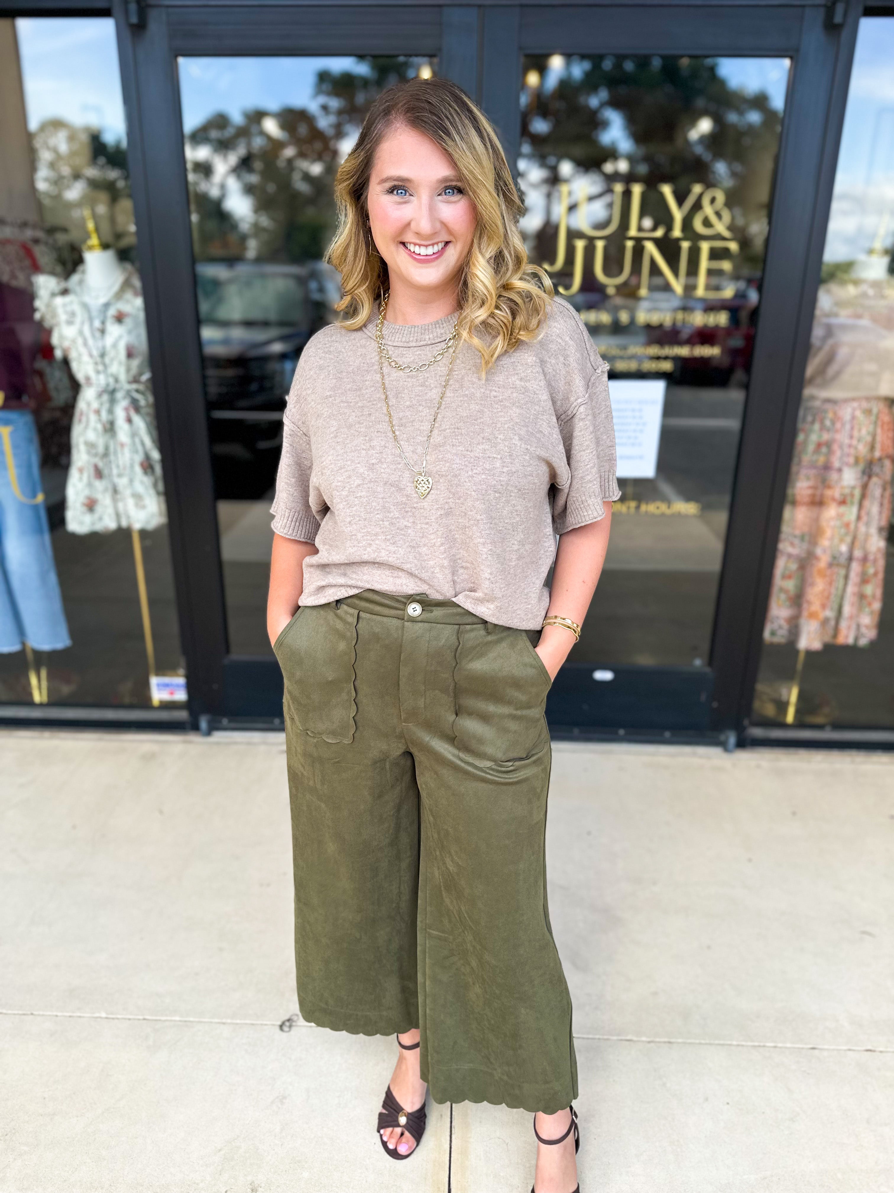 The Ella Knit Sweater Top - Mocha-230 Sweaters/Cardis-JODIFL-July & June Women's Fashion Boutique Located in San Antonio, Texas