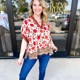 Fall Garden Blouse - Ecru-200 Fashion Blouses-ENTRO-July & June Women's Fashion Boutique Located in San Antonio, Texas
